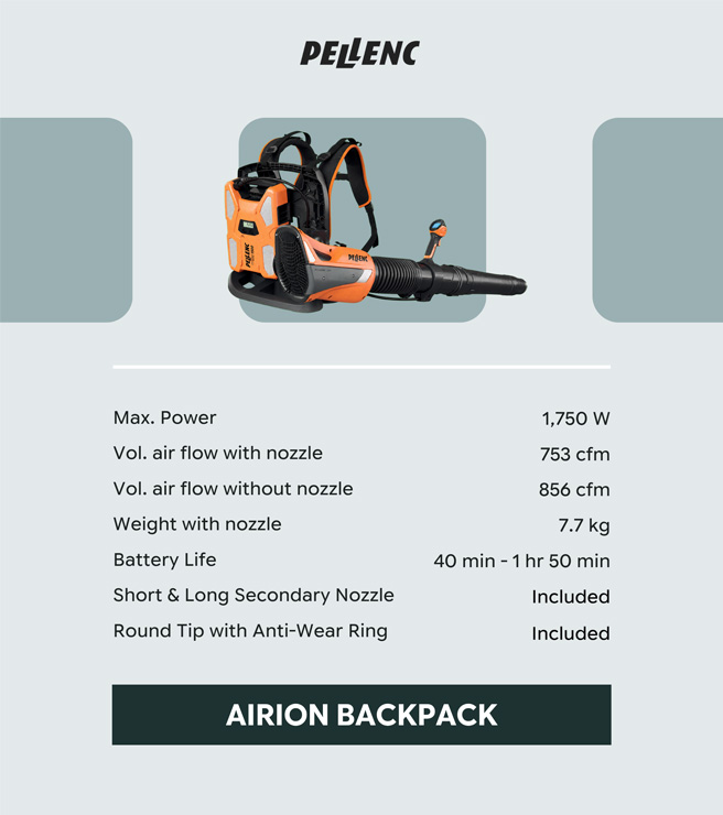commercial landscape maintenance products Airion Backpack Pellenc UAE