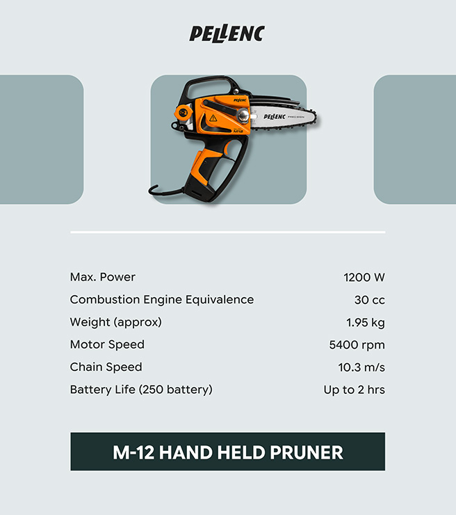 landscape maintenance equipment supplier Dubai UAE Sharjah hedge trimmer bush cutter Pellenc M12 Hand Held Pruner